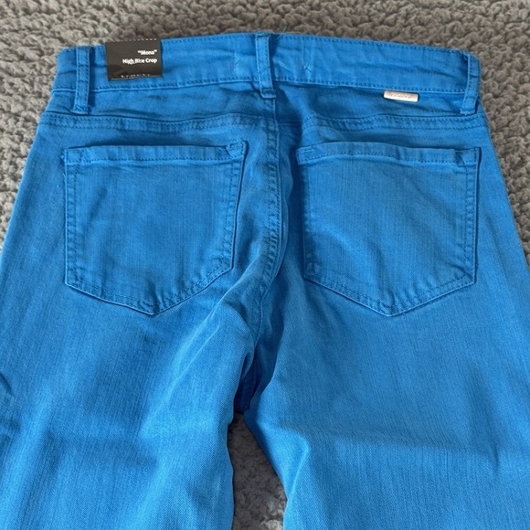 TRACTR MONA Bright Dive Blue High‎ Rise Stretch Cut Off Crop Jeans Sz 0/25 NWT - Picture 4 of 11